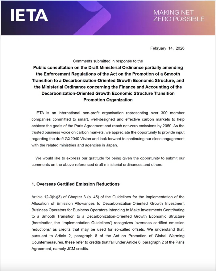 IETA Japan WG Submission to the GX-ETS Consultation