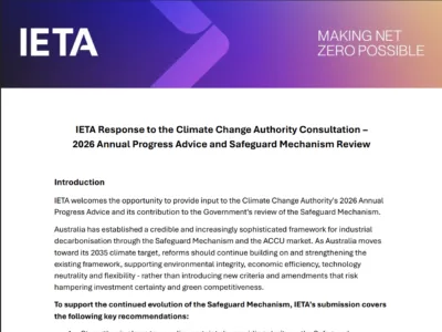 IETA Response to Australia's CCA 2026 APA Consultation and Safeguard Mechanism Review