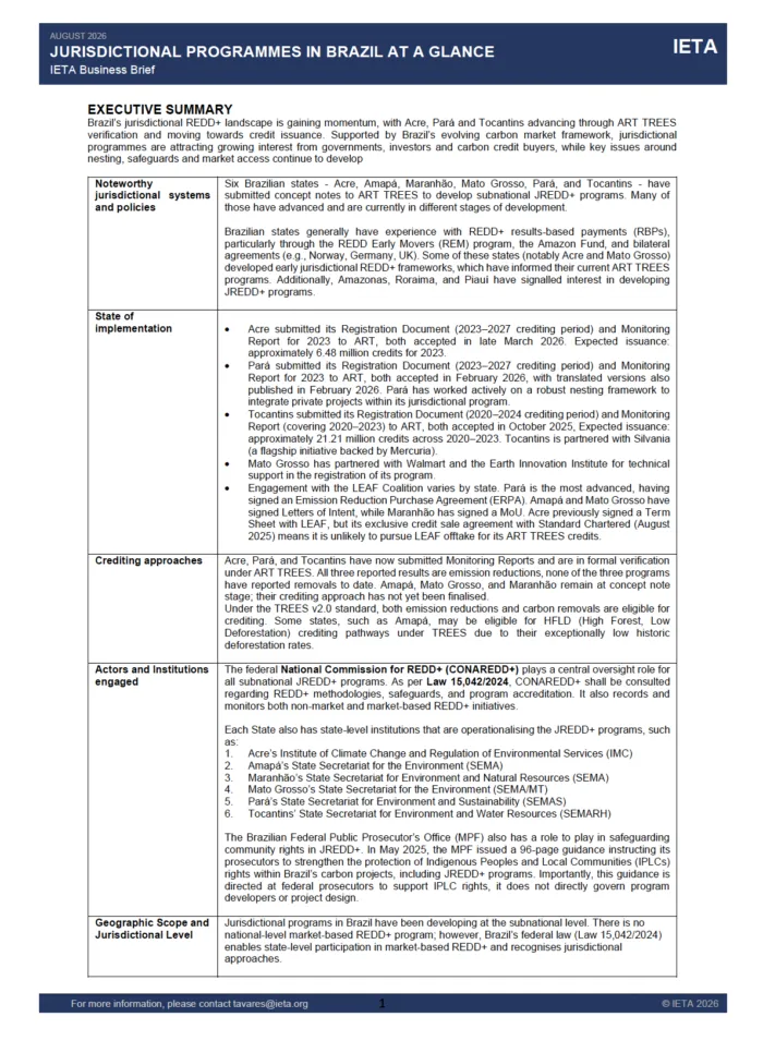 Updated Business Brief Jurisdictional Programmes in Brazil