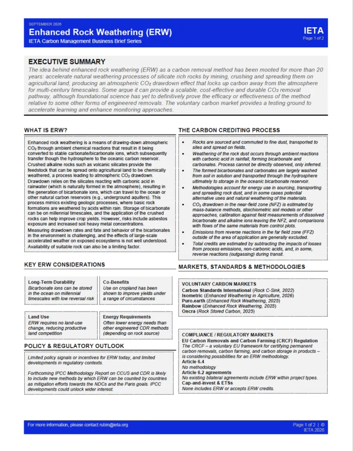 Carbon Management Business Brief on Enhanced Rock Weathering (ERW)