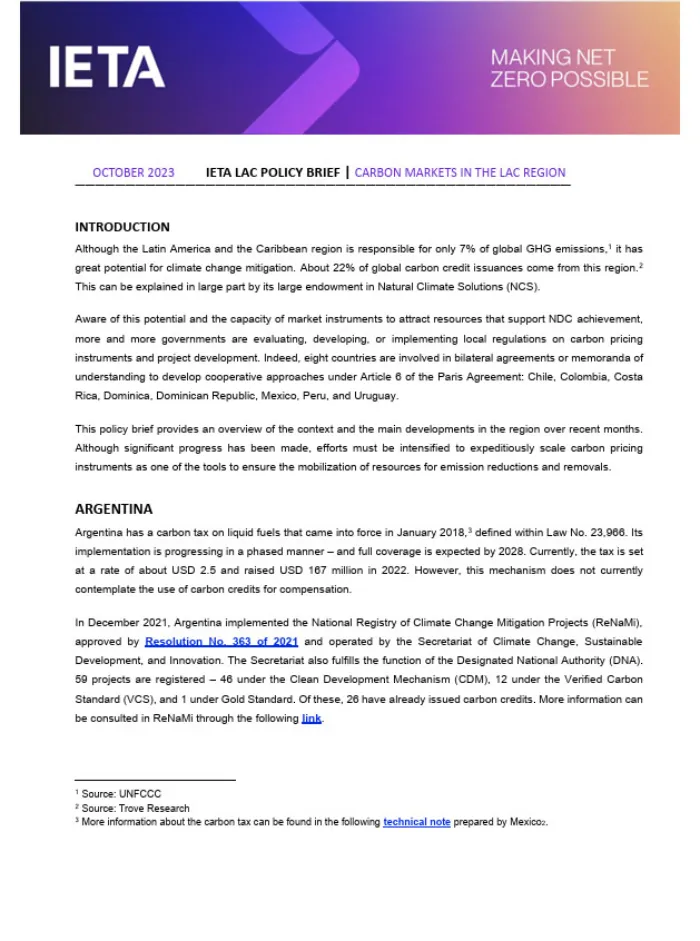 IETA LAC Policy Brief