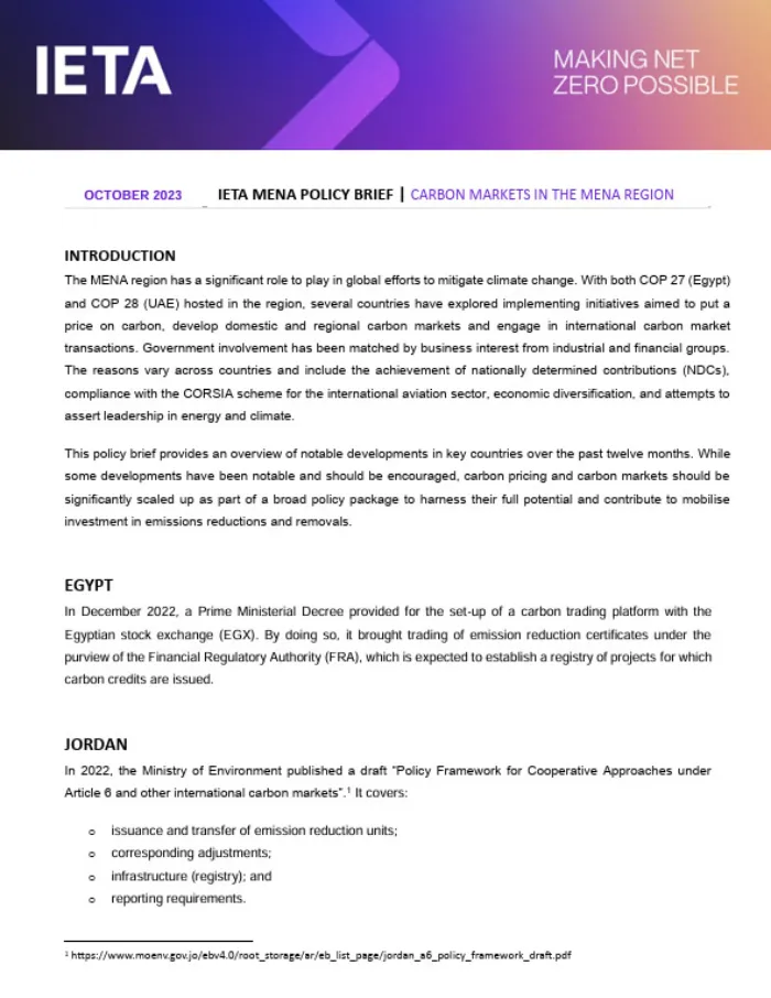 IETA MENA Policy Brief