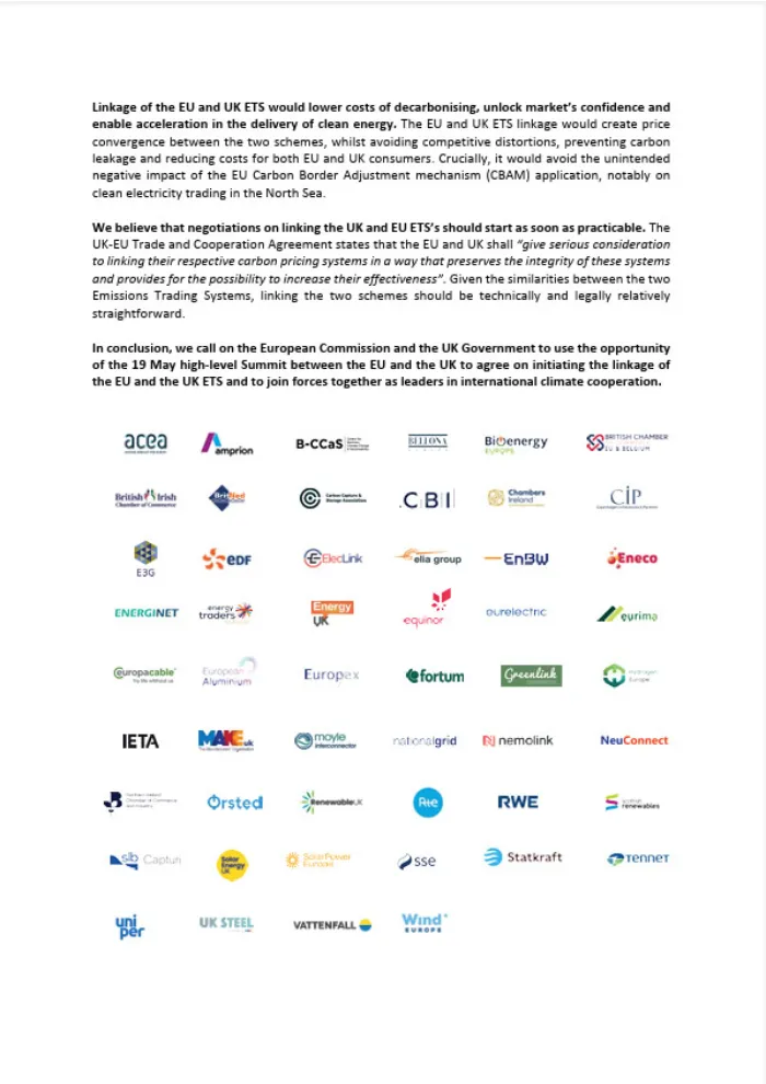 IETA Calls for EU and UK ETS Linkages