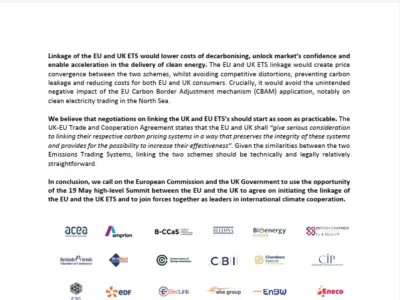 IETA Calls for EU and UK ETS Linkages