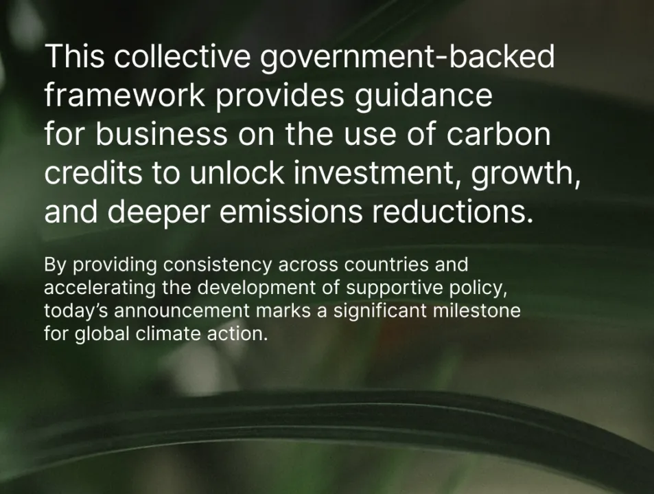 INTERNATIONAL COALITION LAUNCHES COLLECTIVE GOVERNMENT-BACKED FRAMEWORK FOR CORPORATE USE OF HIGH-INTEGRITY CARBON CREDITS