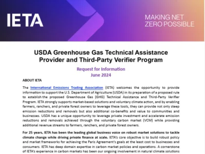 IETA USDA Greenhouse Gas Technical Assistance Provider and Third-Party Verifier Program Request for Information Submission