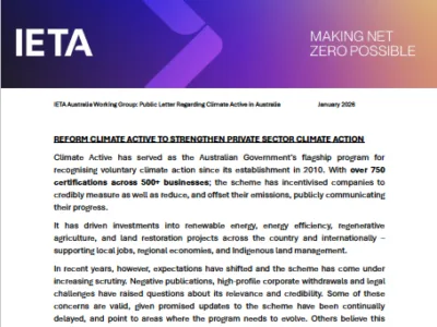 IETA calls for reform to the Australian Government's Climate Active scheme