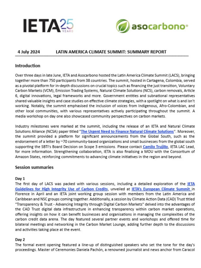 Latin American Climate Summit (LACS) report