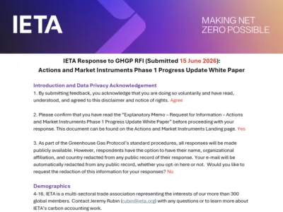 Response to the GHG Protocol's RFI on the Actions and Market Instruments (AMI) Phase 1 Progress Update White Paper