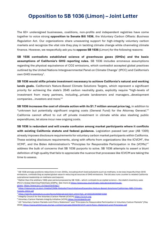Joint Opposition Letter to SB 1036