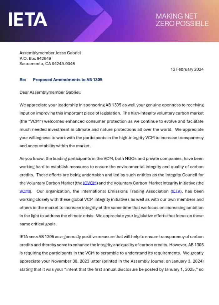 AB 1305 Letter to Assembly Member Jesse Gabriel