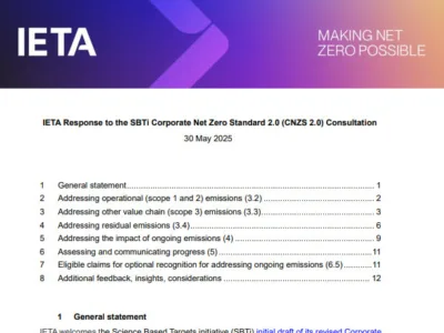 IETA Response to the SBTI Corporate Net Zero Standard 2.0 (CNZS 2.0) Consultation