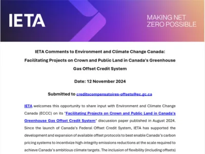 ECCC- Facilitating Projects on Crown and Public Land in Canada’s Greenhouse Gas Offset Credit System Comments