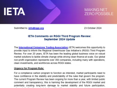 IETA Comments on RGGI Third Program Review: September 2024 Update