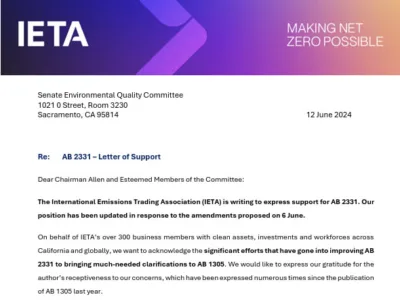 IETA Letter of Support for AB 2331