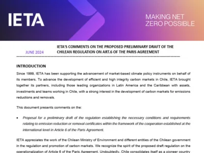 IETA Submission to the Public Consultation on the Article 6 Framework in Chile