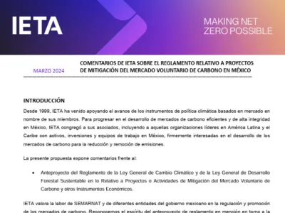 IETA Submission to the Public Consultation on the VCM Regulation Proposal in Mexico