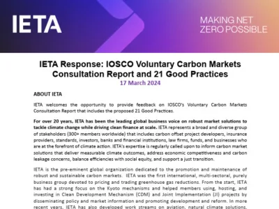 IETA Response: IOSCO voluntary carbon markets consultation report and 21 good practices