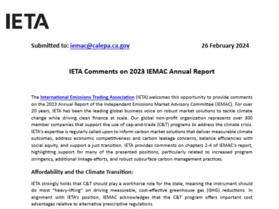 IETA Comments on 2023 IEMAC Annual Report 26 February 2024
