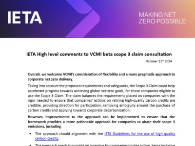 IETA High level comments to VCMI beta scope 3 claim consultation - 21 Oct 2024