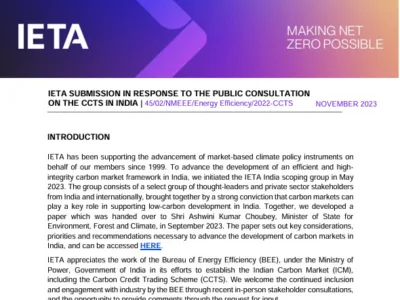 IETA Submission to the Public Consultation on the CCTS in India