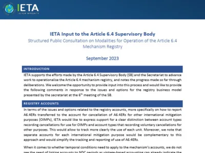 IETA Submission to the Article 6.4 SB on Modalities for Operation of the Article 6.4 Mechanism Registry
