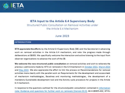 IETA Submission to the Article 6.4 SB on Removal Activities