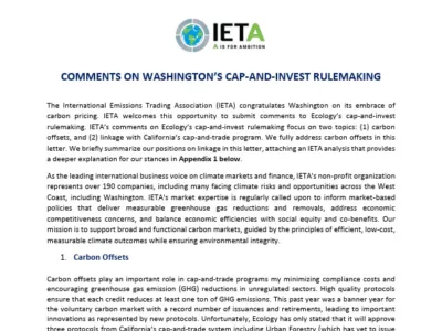 IETA’s Washington ECY Rulemaking Submission